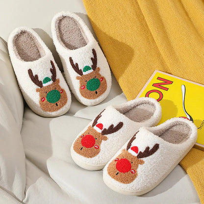 Christmas Shoes Winter Home Slippers Elk Soft Cozy Bedroom Slipper Slip on House Shoes